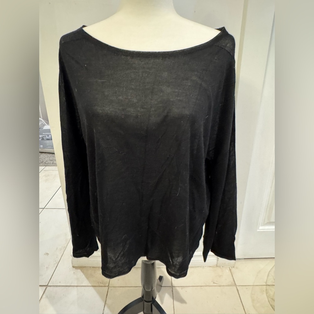 Eileen Fisher Black Long Sleeve sheer sweater size L